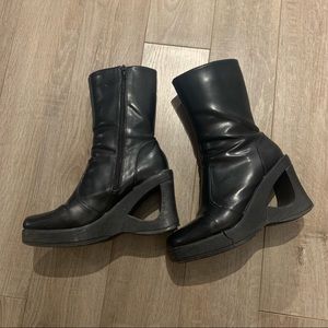 Black platform boots
